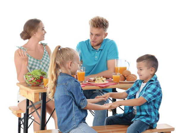 Family enjoying meal together